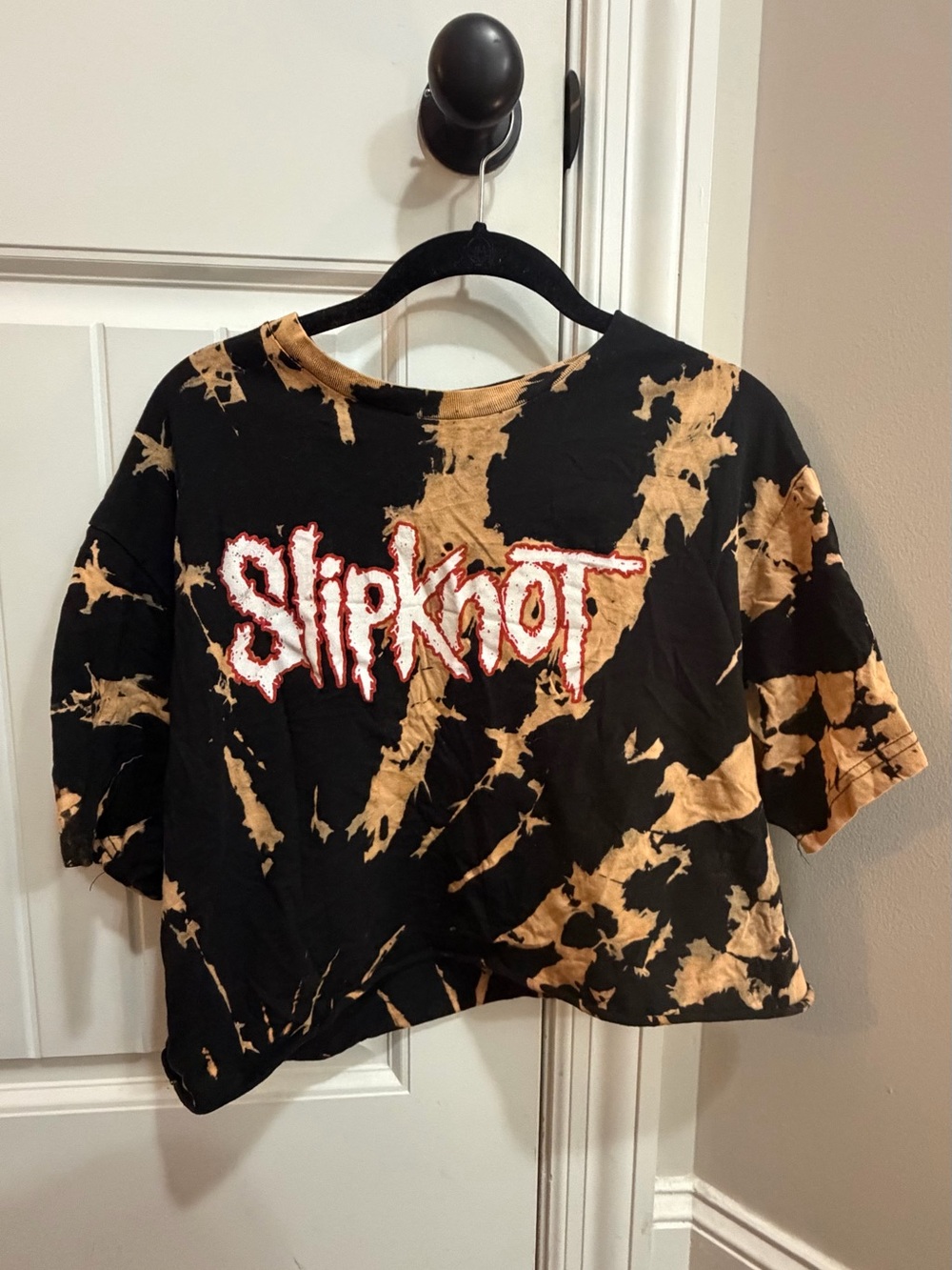 Slipknot Tie-Dye Crop Tee Black & Tan